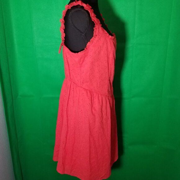 AS U WISH Red Summer Dress Womens Size Large Eyelet Cottage Milkmaid NWT - Picture 2 of 9